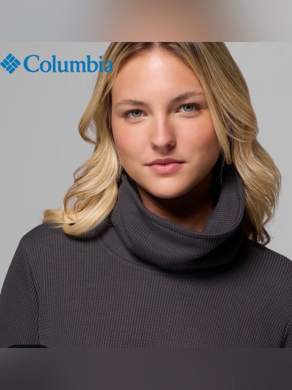 Columbia Holly Hideaway Waffle Cowl Neck Black Pullover Shirt Women’s Size S